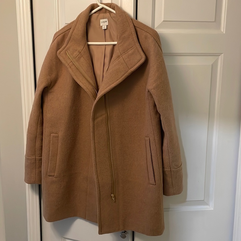 J. Crew tan camel wool cocoon coat